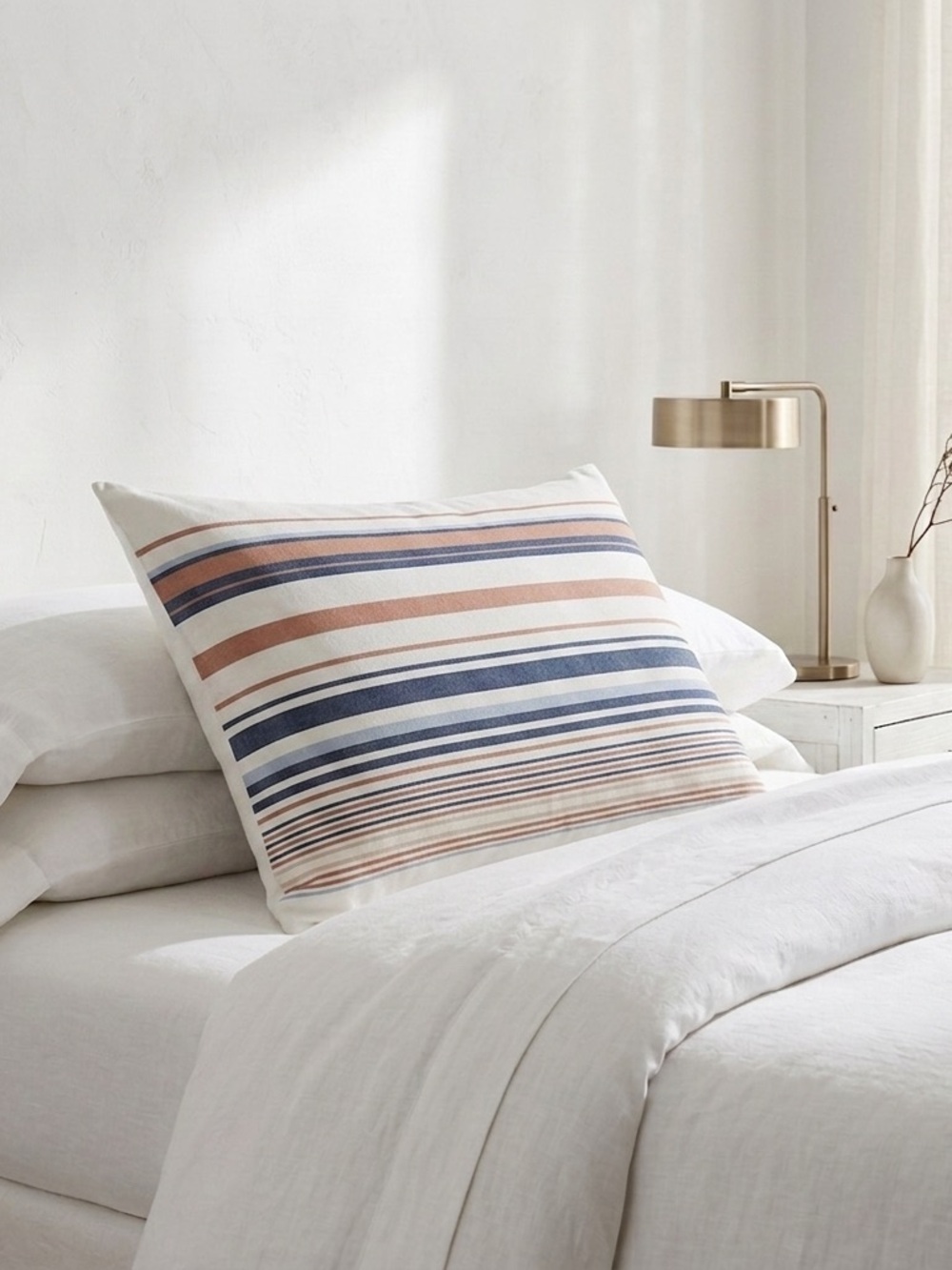 Pendleton Standard Pillow Sham 100% Cotton Stripe Rust Navy